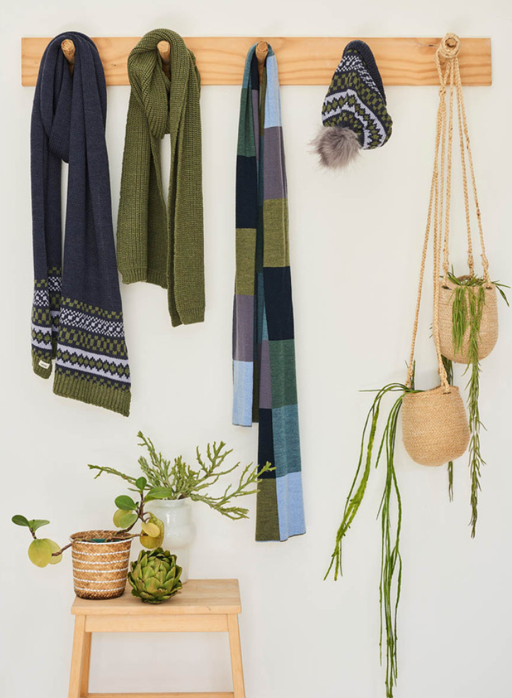Uimi Frankie Merino Wool Patchwork Scarf Aniseed
