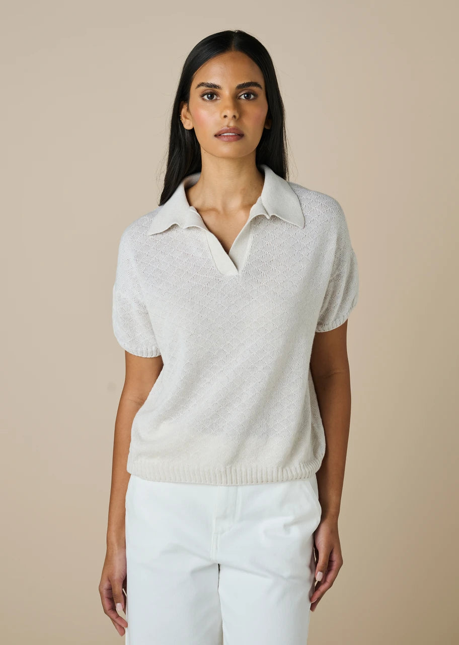 Uimi Prudence Textured Polo Tee Chalk