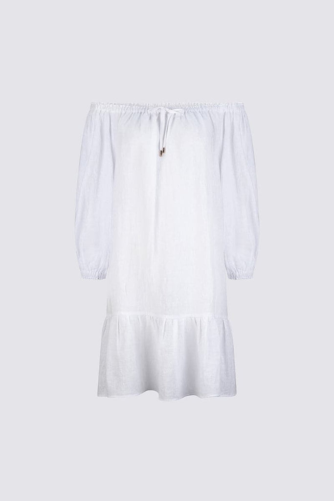 Lara Linen Beach Dress White