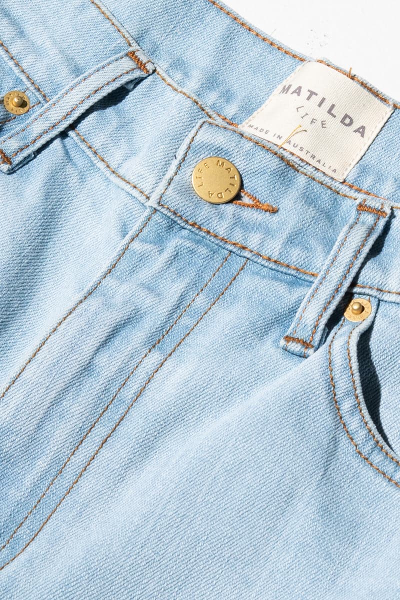 Cronulla Straight Leg Jean Bleach Wash Blue