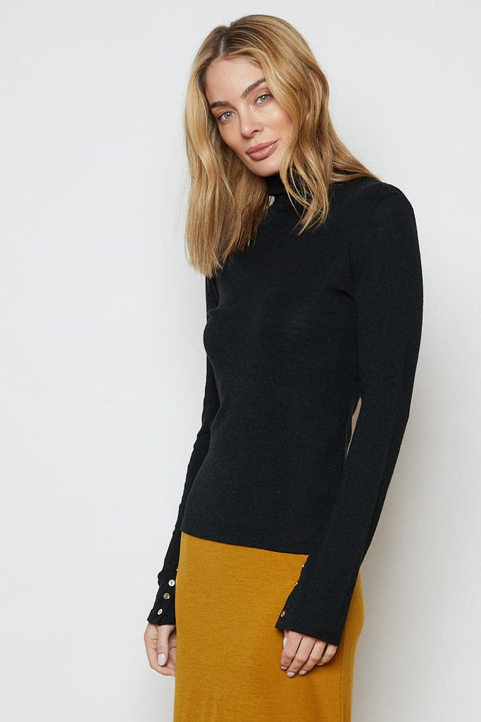 Marley Merino Wool Long Sleeve Knit Black