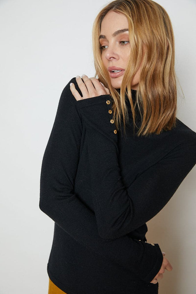 Marley Merino Wool Long Sleeve Knit Black