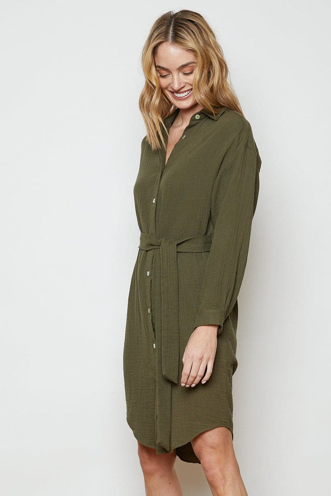 Willow Shirt Dress Olive Bark