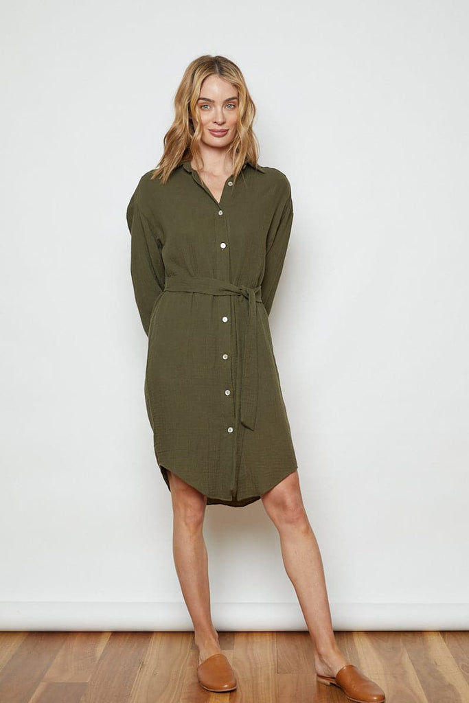 Willow Shirt Dress Olive Bark