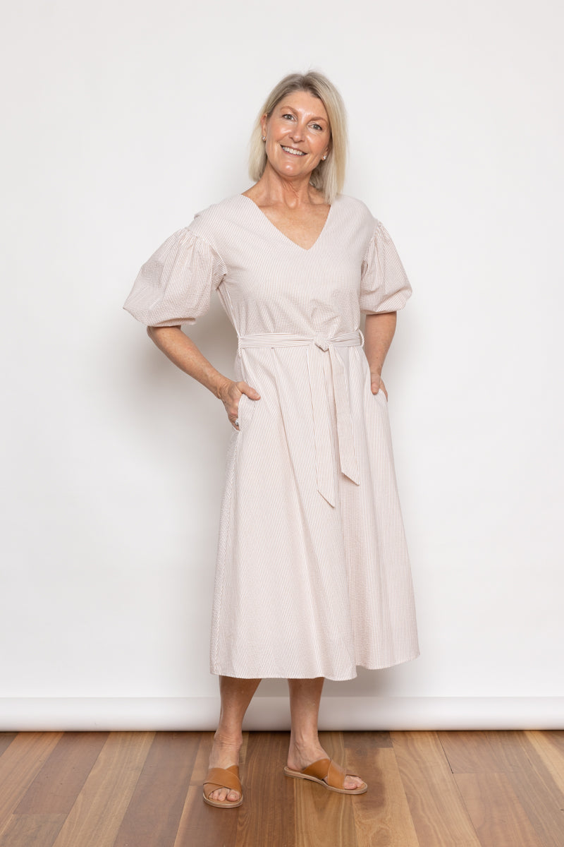 Johanna Stripe Cotton Dress Cafe